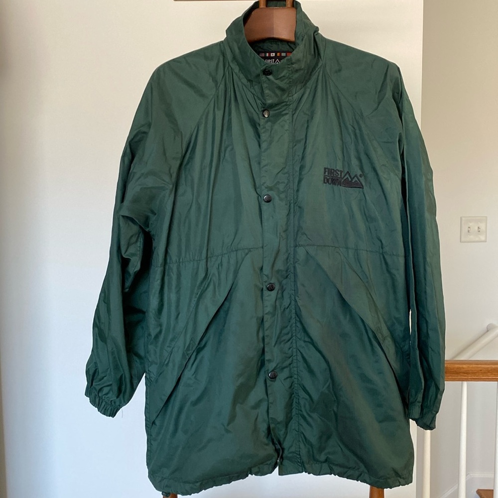 First Down Lightweight Jacket. Medium. Green with Black Logo
